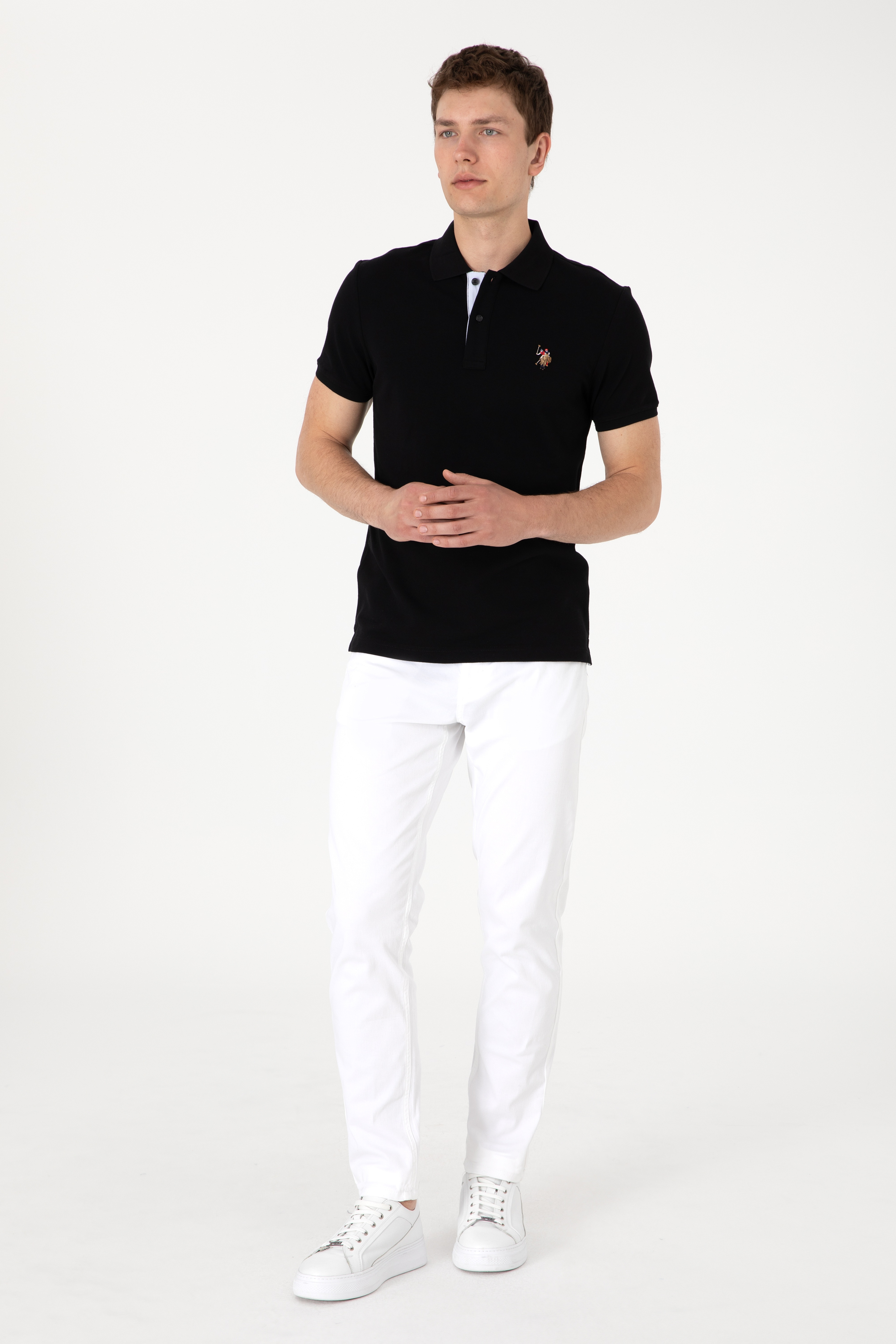 Erkek Slim Fit Polo Yaka Siyah Tişört - Image 4