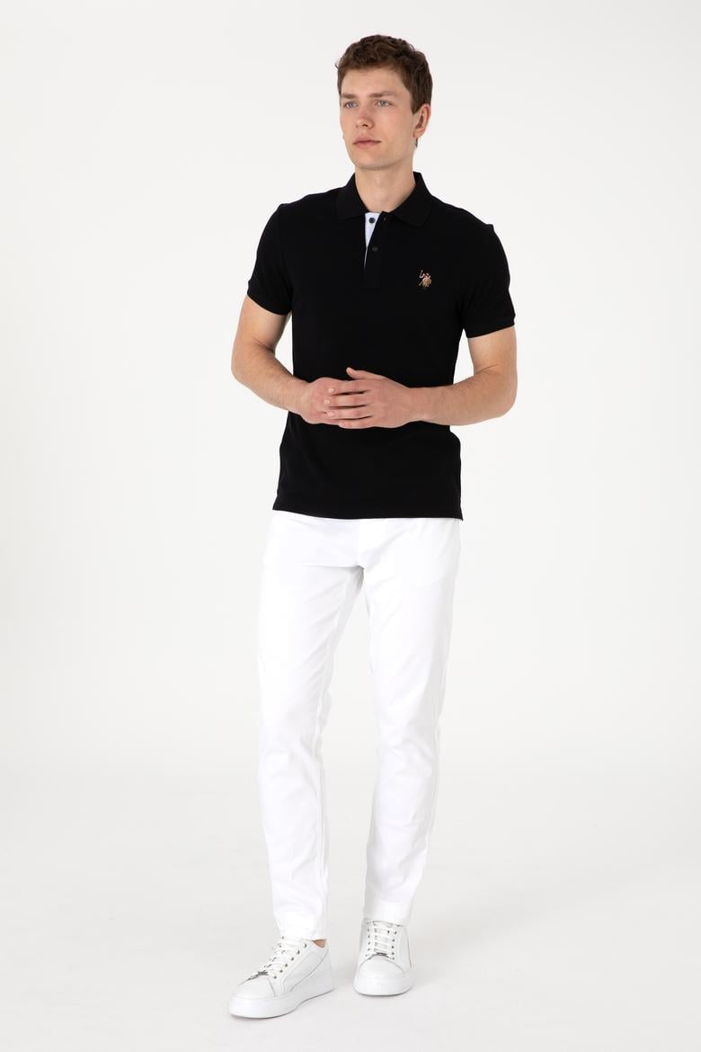 Erkek Slim Fit Polo Yaka Siyah Tişört - 50310669009