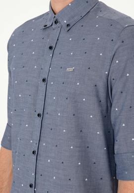 Erkek Açık Lacivert Uzun Kollu Gömlek - 50300477009