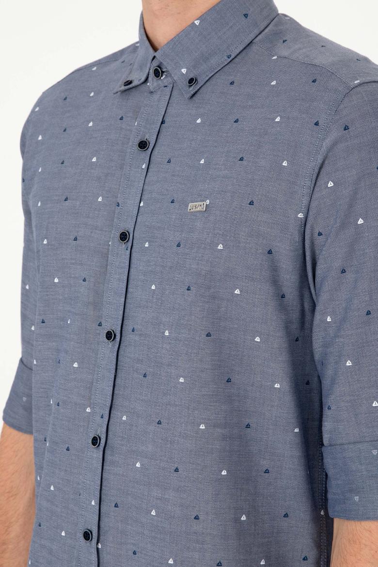 Erkek Açık Lacivert Uzun Kollu Gömlek - 50300477009