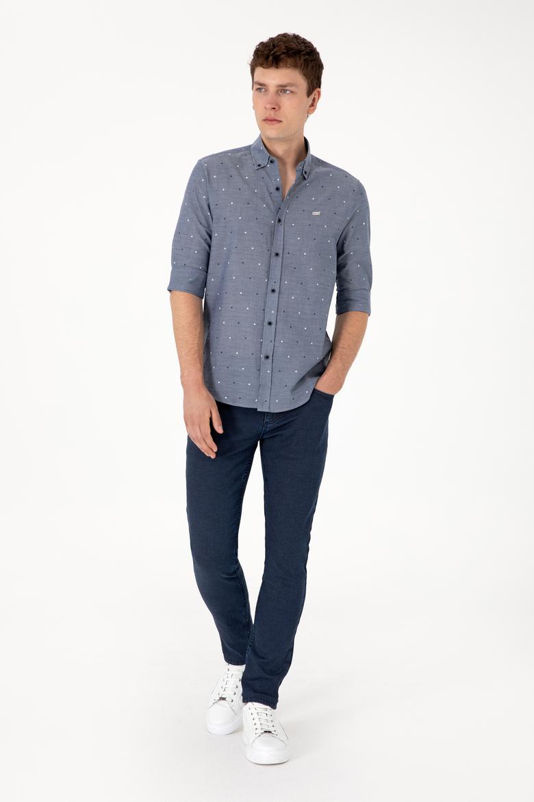 Erkek Açık Lacivert Uzun Kollu Gömlek - 50300477009