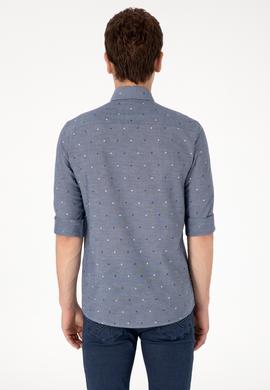 Erkek Açık Lacivert Uzun Kollu Gömlek - 50300477009