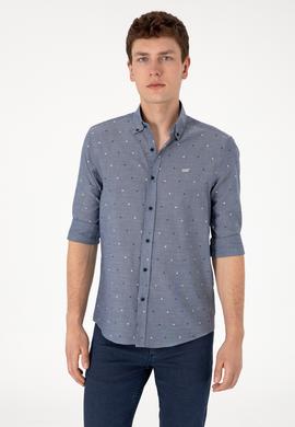 Erkek Açık Lacivert Uzun Kollu Gömlek - 50300477009