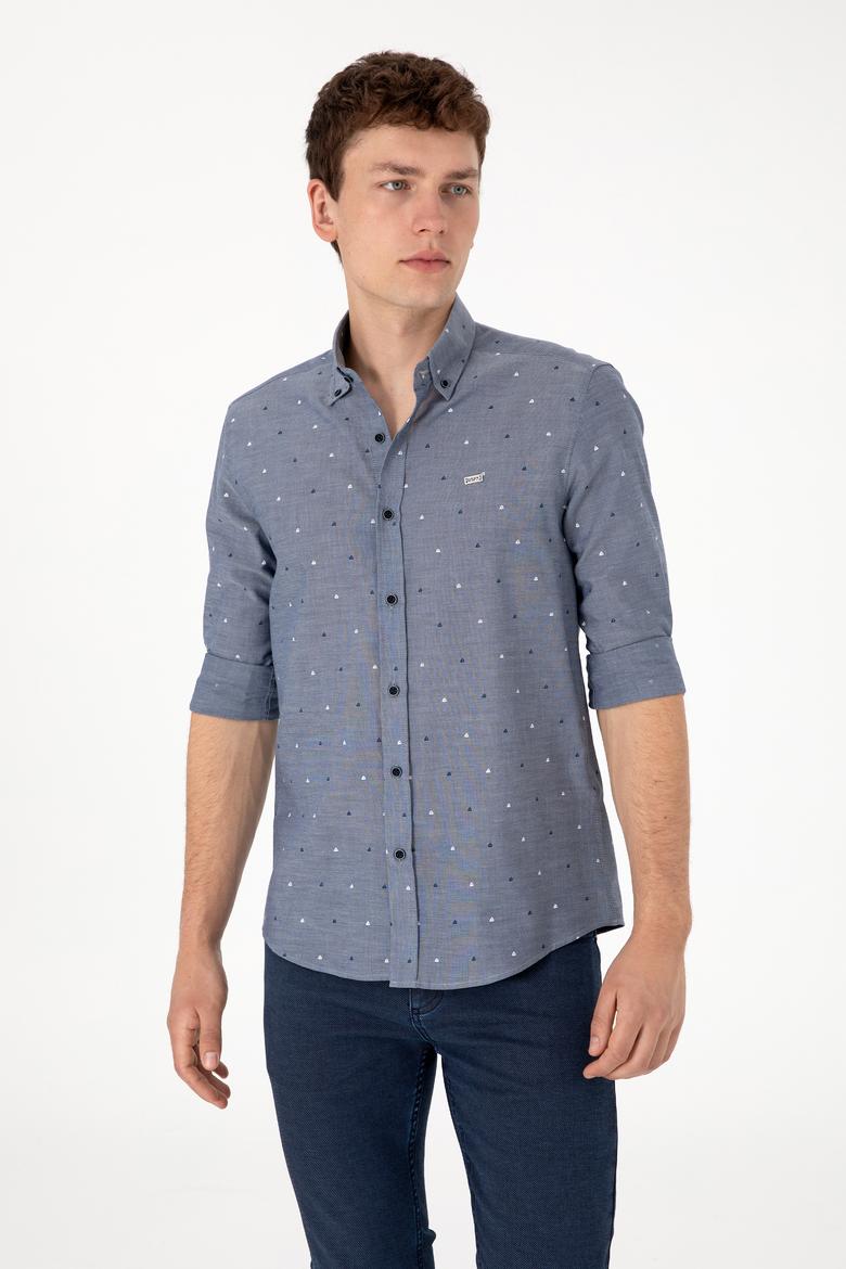 Erkek Açık Lacivert Uzun Kollu Gömlek - 50300477009