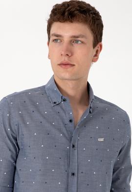 Erkek Açık Lacivert Uzun Kollu Gömlek - 50300477009