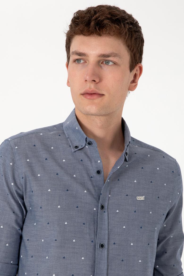 Erkek Açık Lacivert Uzun Kollu Gömlek - 50300477009