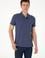 Erkek Regular Fit Kaçık Yaka Açık Lacivert Dokulu Tişört