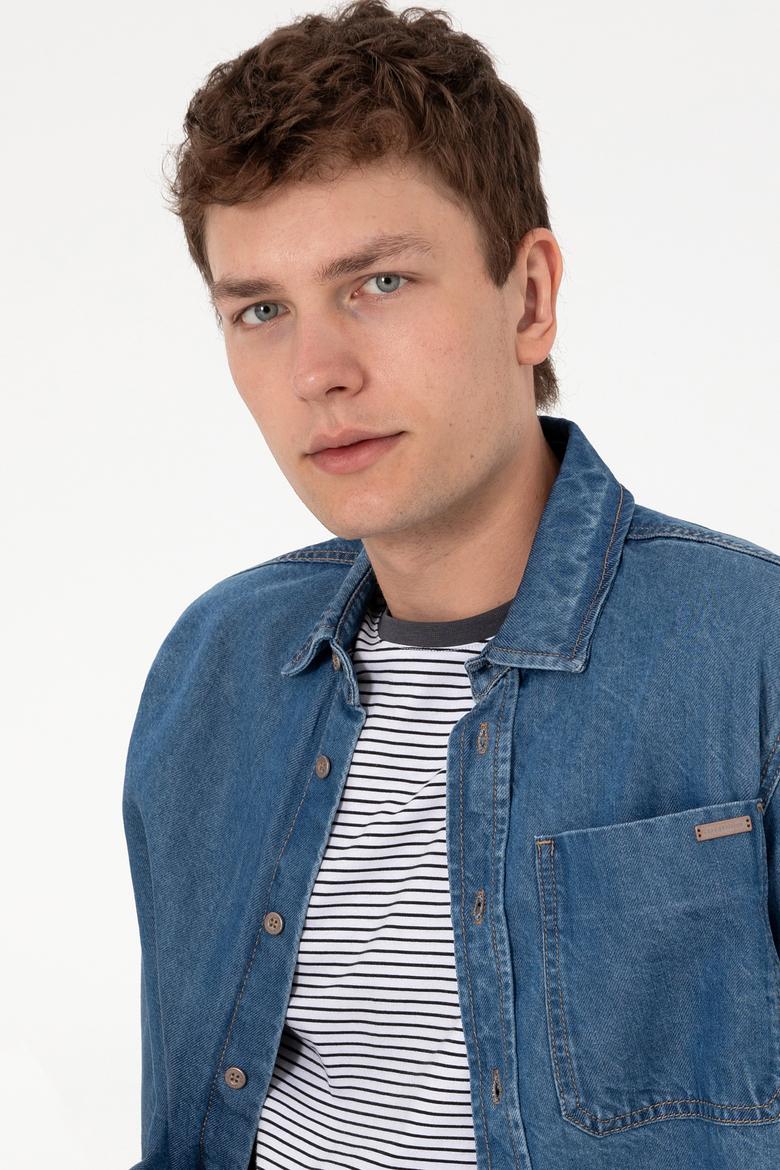 Erkek Mavi Jean Gömlek - 50304388004