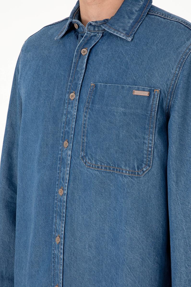 Erkek Mavi Jean Gömlek