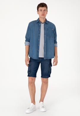 Erkek Mavi Jean Gömlek - 50304388004