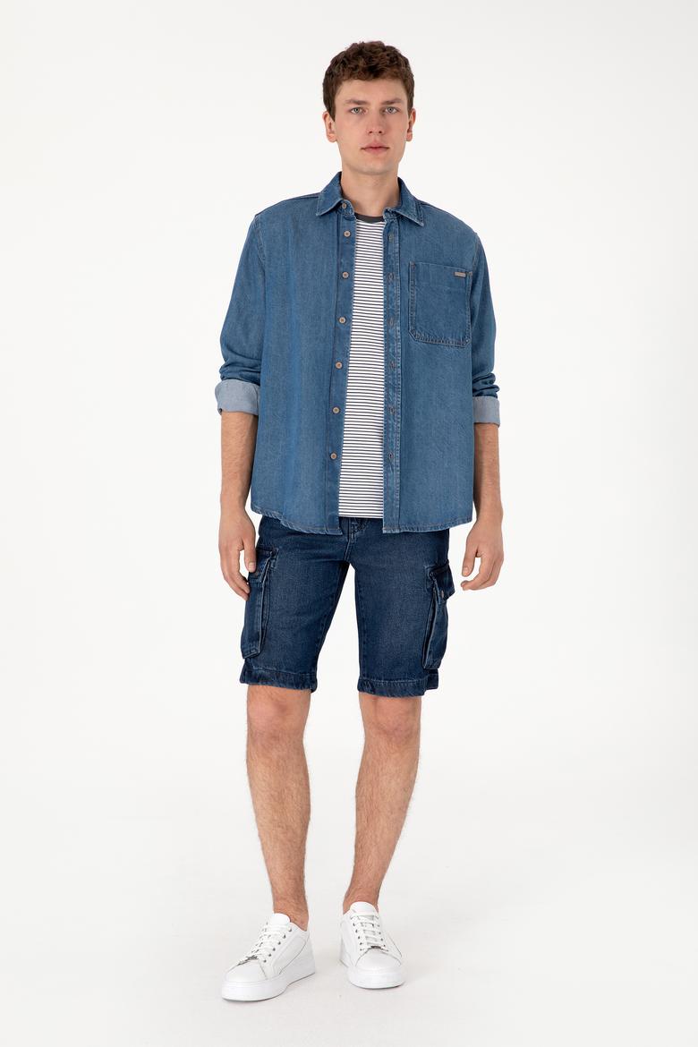 Erkek Mavi Jean Gömlek - 50304388004