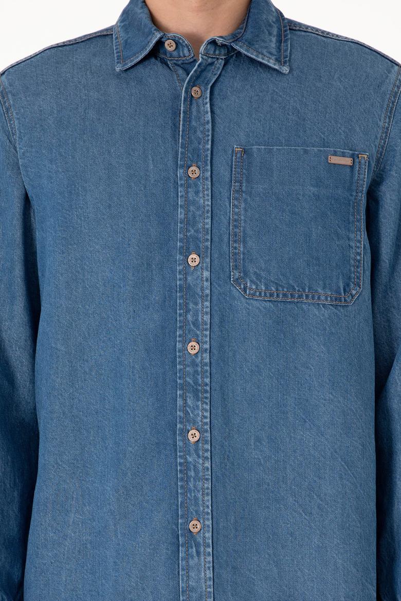 Erkek Mavi Jean Gömlek - 50304388004