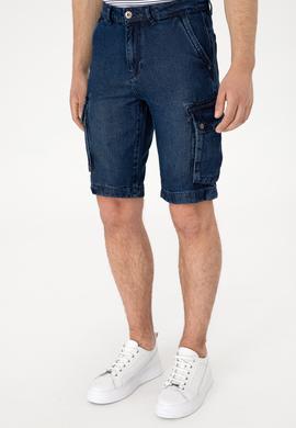 Erkek Koyu Mavi Jean Şort - 50304389011