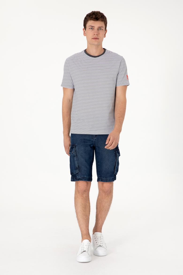 Erkek Koyu Mavi Jean Şort