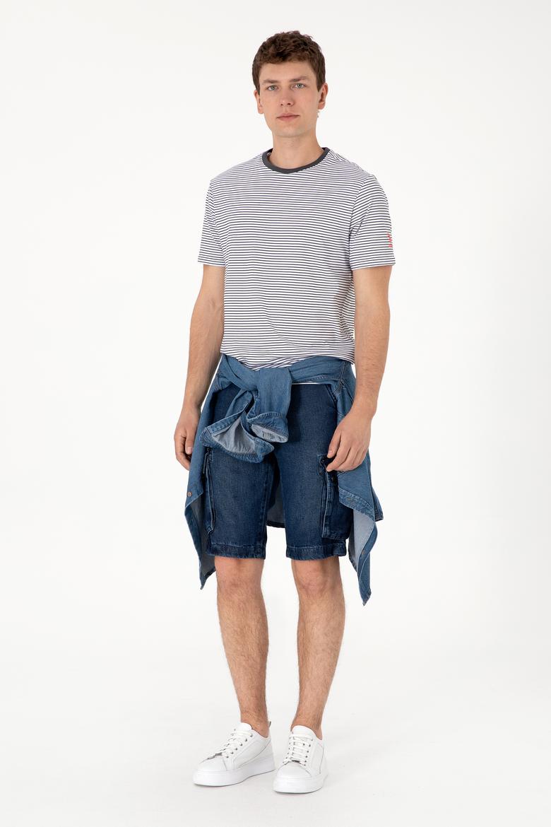 Erkek Koyu Mavi Jean Şort - 50304389011