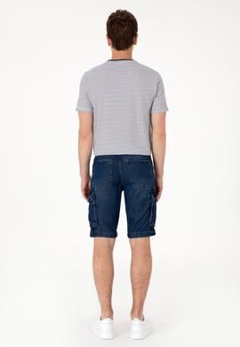 Erkek Koyu Mavi Jean Şort - 50304389011
