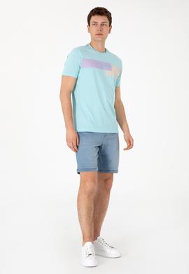 Erkek Açık Mavi Jean Şort - 50301857018