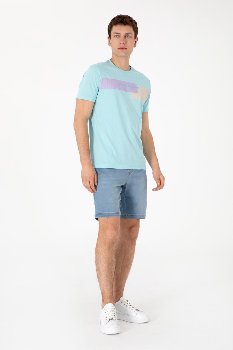 Erkek Açık Mavi Jean Şort - 50301857018