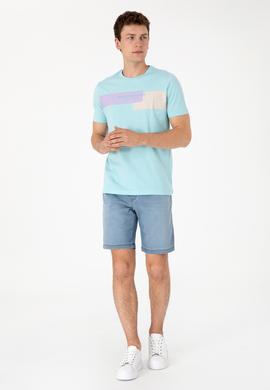 Erkek Açık Mavi Jean Şort - 50301857018