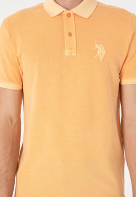 Erkek Slim Fit Polo Yaka Kavun Yıkamalı Basic Tişört - 50298053151
