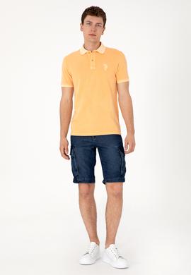 Erkek Slim Fit Polo Yaka Kavun Yıkamalı Basic Tişört - 50298053151