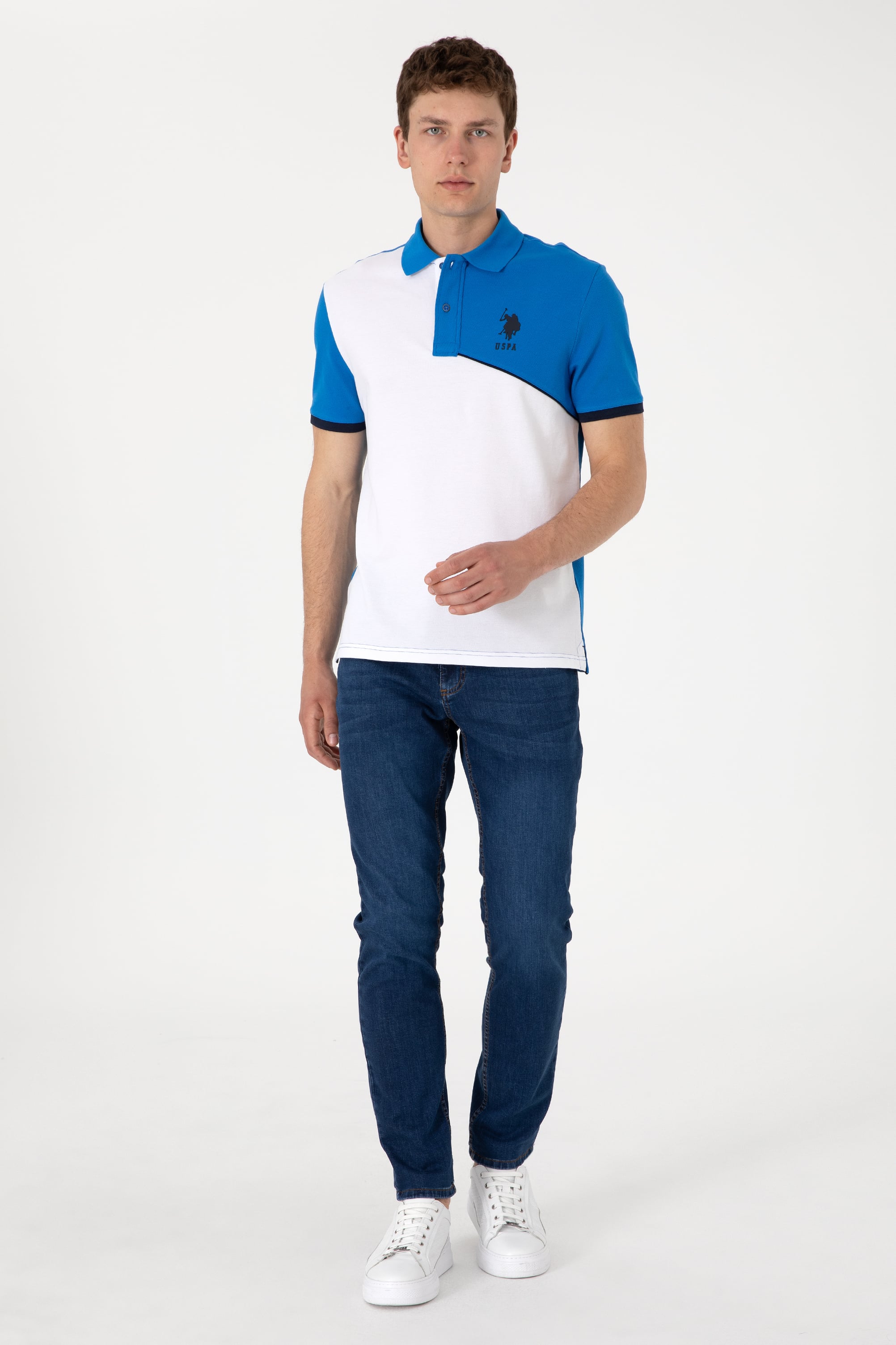 Erkek Regular Fit Polo Yaka Kobalt Mavi Tişört