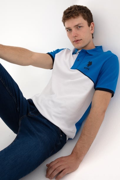 Erkek Regular Fit Polo Yaka Kobalt Mavi Tişört