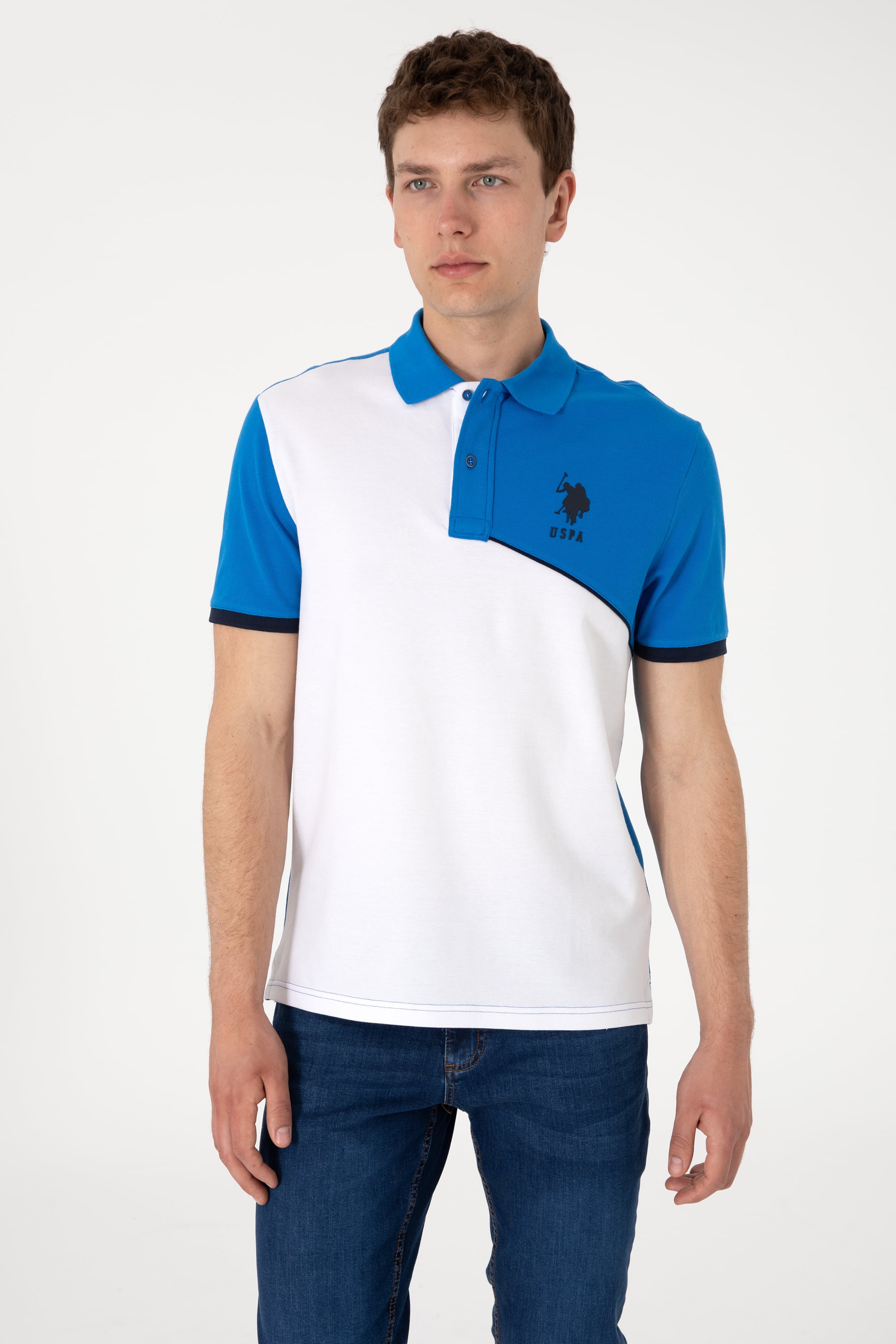Erkek Regular Fit Polo Yaka Kobalt Mavi Tişört - Image 3