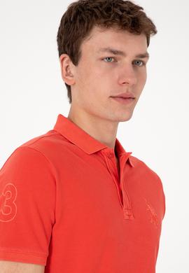 Erkek Slim Fit Polo Yaka Kırmızı Yıkamalı Basic Tişört - 50298053148