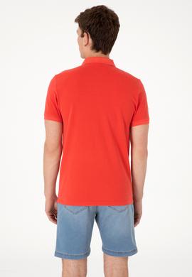 Erkek Slim Fit Polo Yaka Kırmızı Yıkamalı Basic Tişört - 50298053148