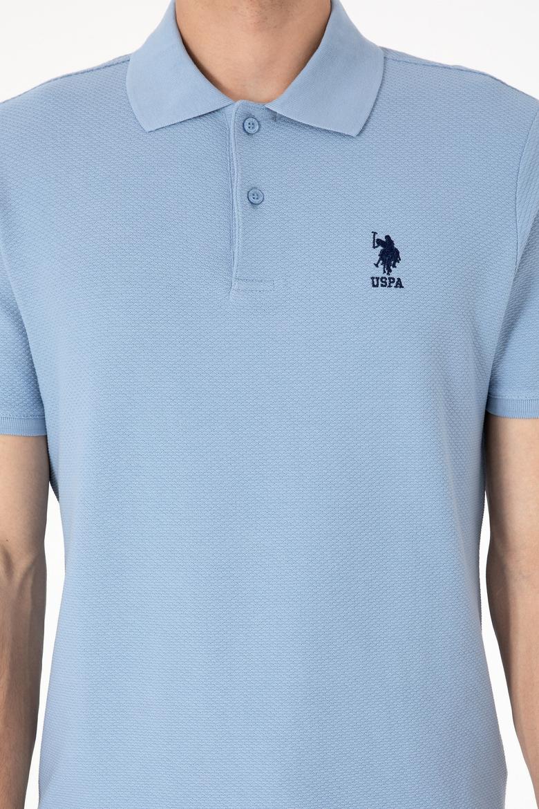 Erkek Regular Fit Polo Yaka Mavi Dokulu Tişört - 50300165011