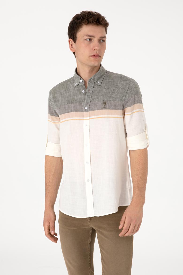 Erkek Haki Uzun Kollu Gömlek