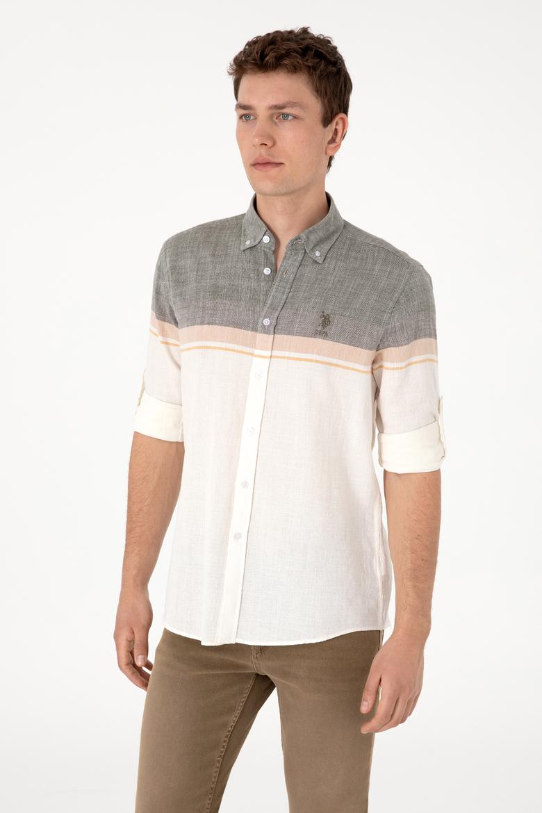 Erkek Haki Uzun Kollu Gömlek - 50306336024