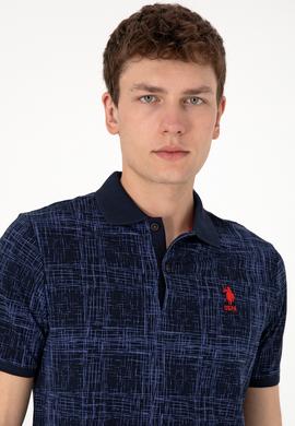 Erkek Regular Fit Polo Yaka Lacivert Desenli Tişört - 50299641009