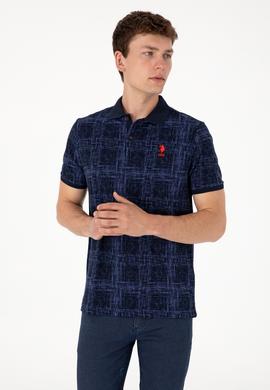 Erkek Regular Fit Polo Yaka Lacivert Desenli Tişört - 50299641009