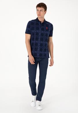 Erkek Regular Fit Polo Yaka Lacivert Desenli Tişört - 50299641009