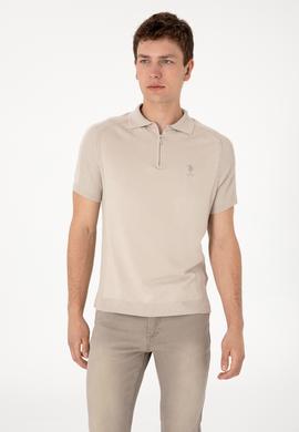 Erkek Slim Fit Fermuarlı Taş Triko Tişört - 50299365034