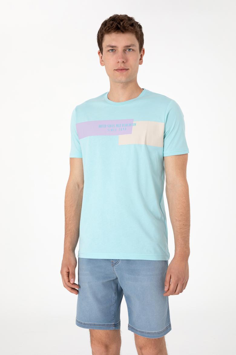 Erkek Regular Fit Bisiklet Yaka Aqua Tişört