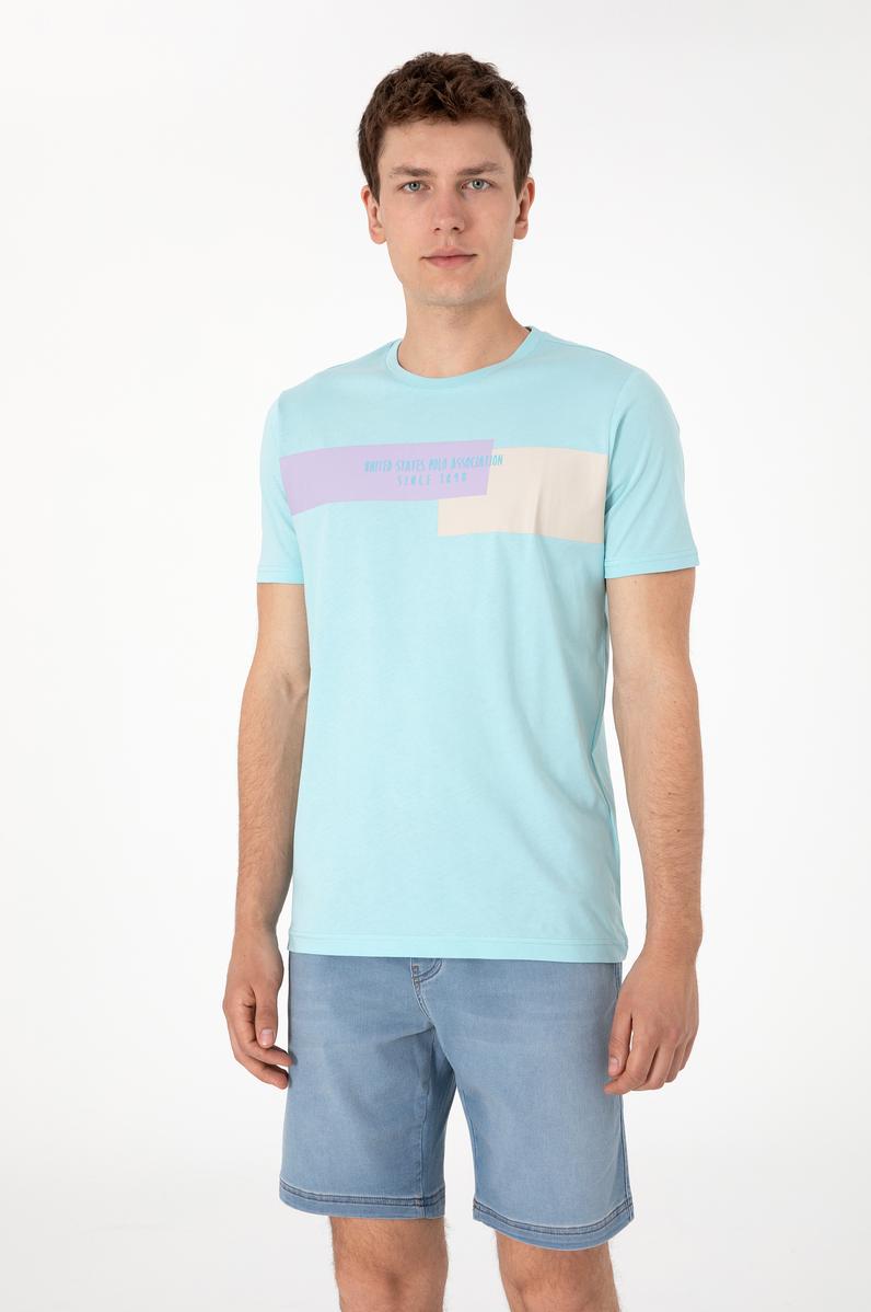 Erkek Regular Fit Bisiklet Yaka Aqua Tişört