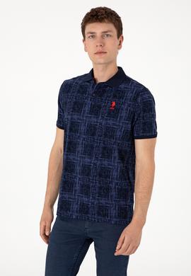 Erkek Regular Fit Polo Yaka Lacivert Desenli Tişört - 50299641009