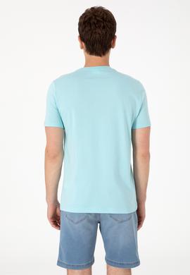 Erkek Regular Fit Bisiklet Yaka Aqua Tişört - 50299857027