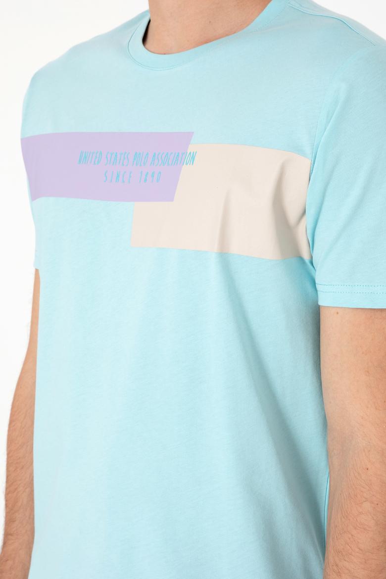 Erkek Regular Fit Bisiklet Yaka Aqua Tişört - 50299857027