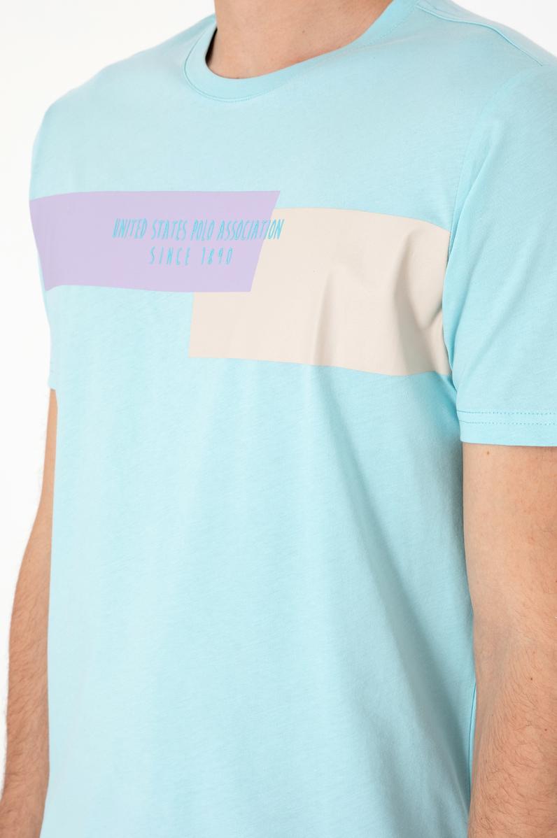 Erkek Regular Fit Bisiklet Yaka Aqua Tişört