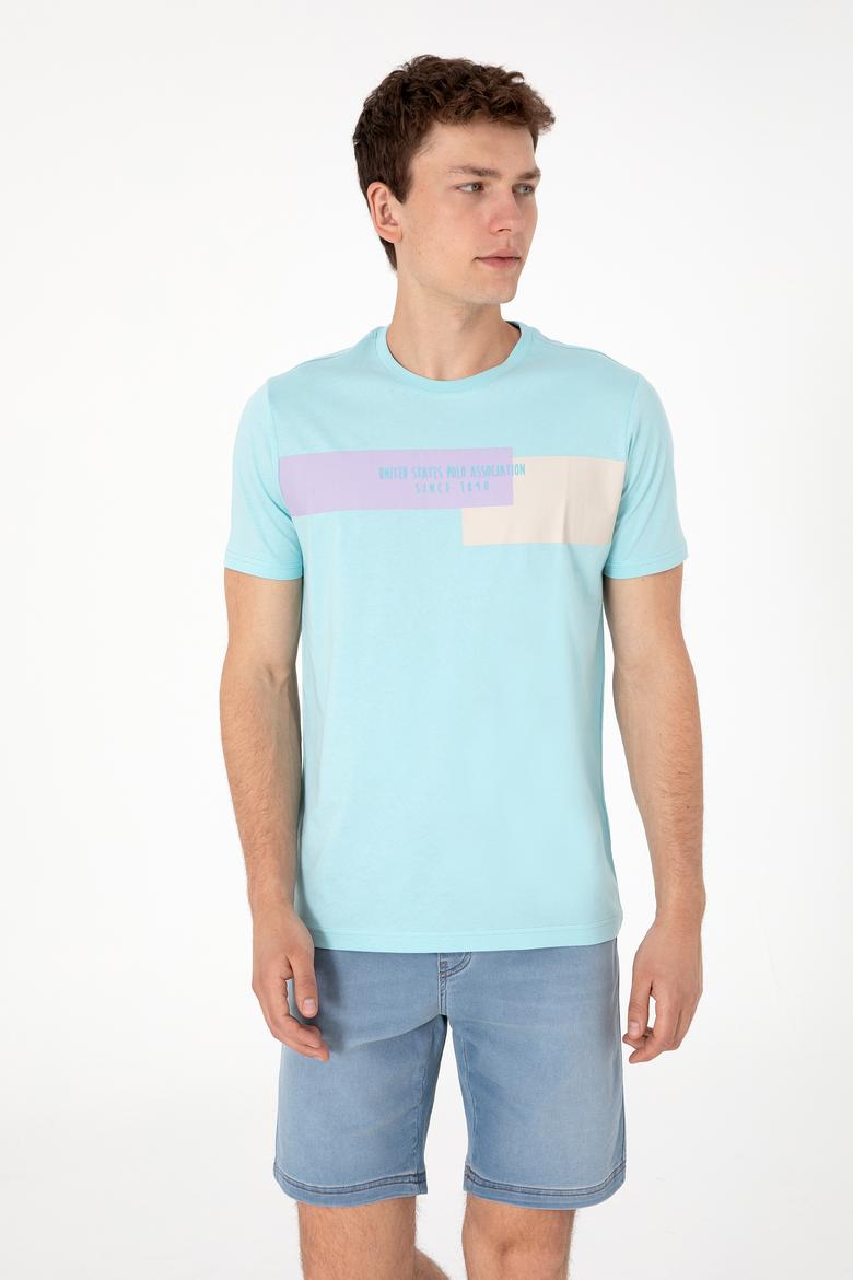 Erkek Regular Fit Bisiklet Yaka Aqua Tişört - 50299857027