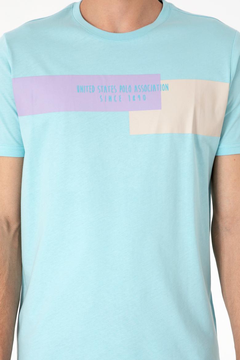 Erkek Regular Fit Bisiklet Yaka Aqua Tişört - 50299857027