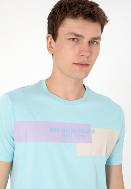 Erkek Regular Fit Bisiklet Yaka Aqua Tişört - 50299857027