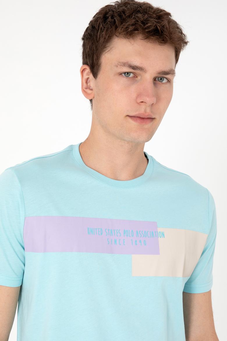 Erkek Regular Fit Bisiklet Yaka Aqua Tişört - 50299857027