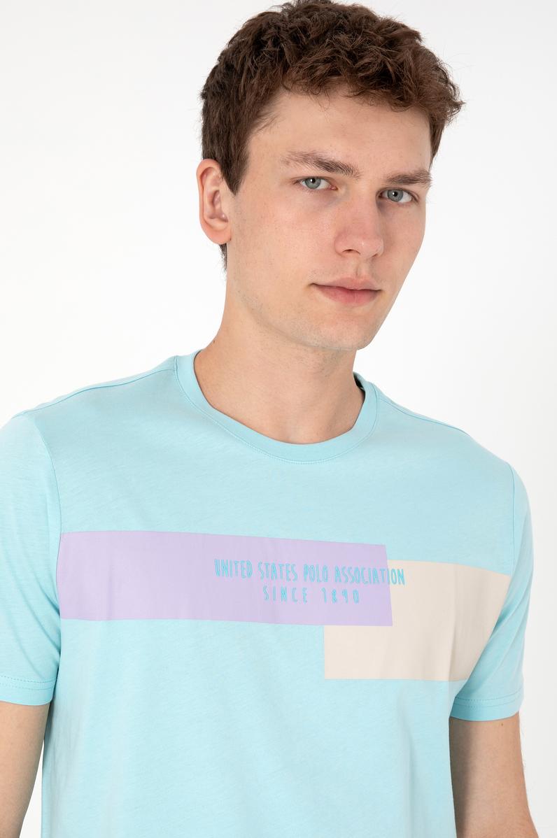 Erkek Regular Fit Bisiklet Yaka Aqua Tişört