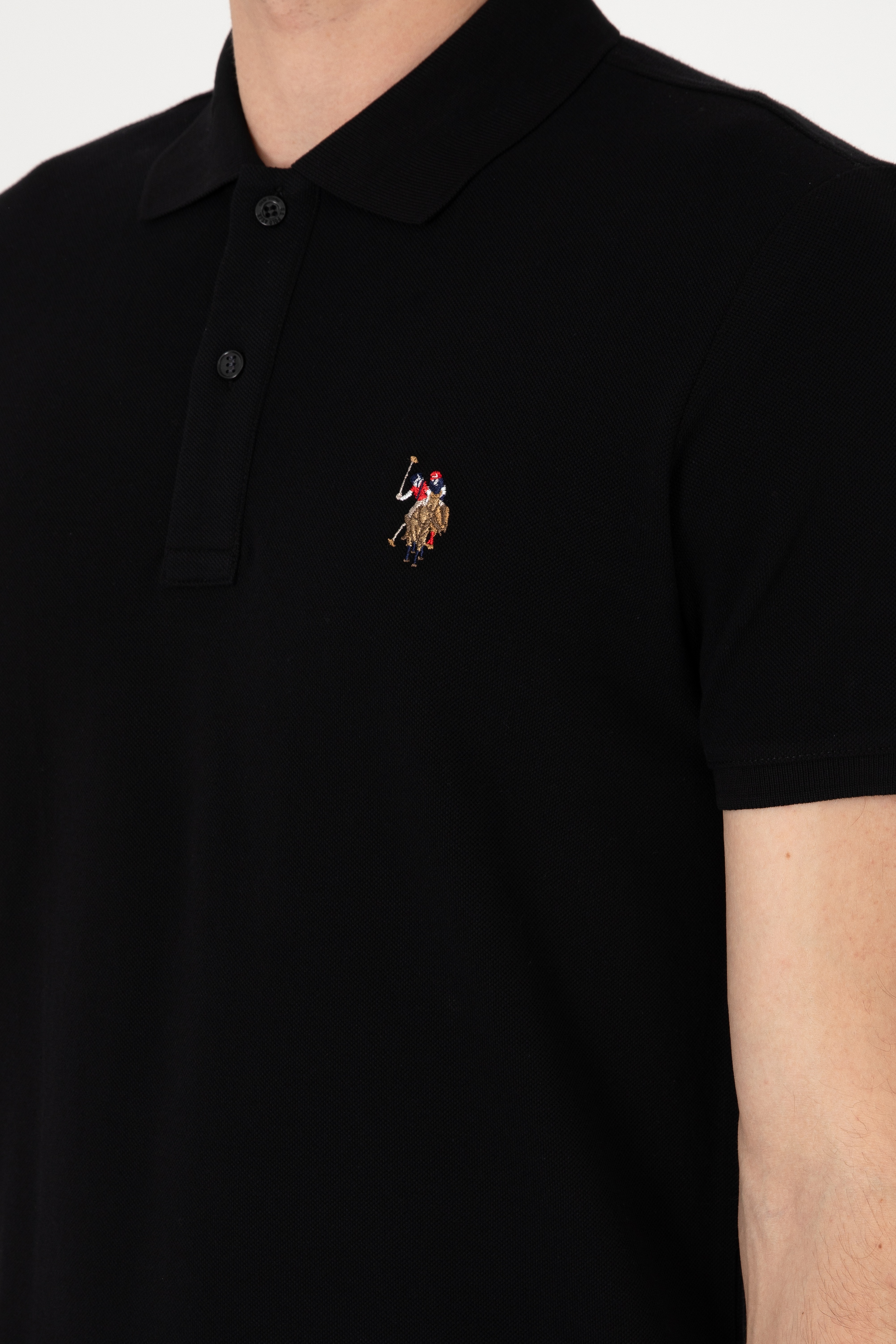 Erkek Slim Fit Polo Yaka Siyah Tişört