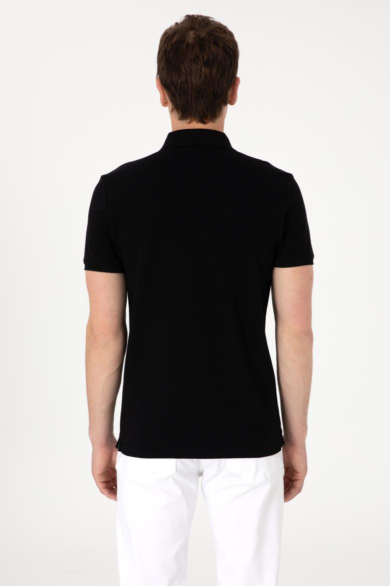 Erkek Slim Fit Polo Yaka Siyah Tişört - 50310669009
